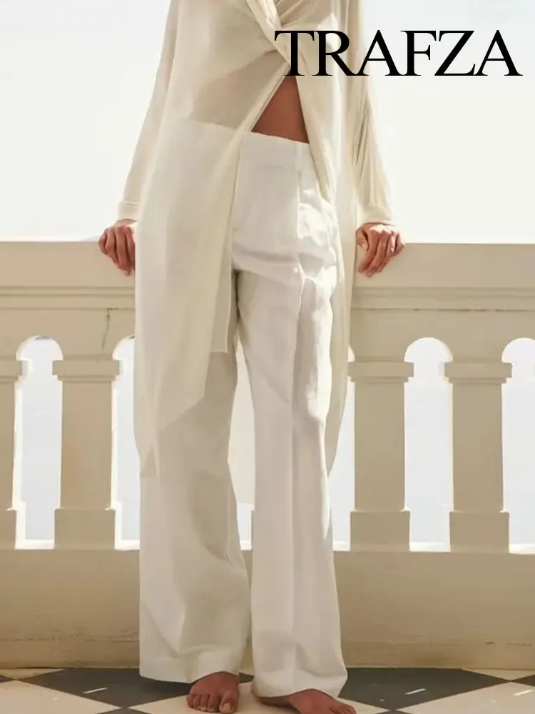 

Брюки женские прямые с поясом и высокой талией, на молнии