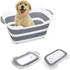Multipurpose Collapsible Pet Bathtub Upgraded with Drainage Hole and Pet Hair Collector for Bathing/Shower, Portable 1
