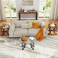Lift Top Coffee Table with Hidden Storage Compartment Shelves and 2 Fabric Baskets, Retro Central Table with Wooden Lift-Up Tabl 1