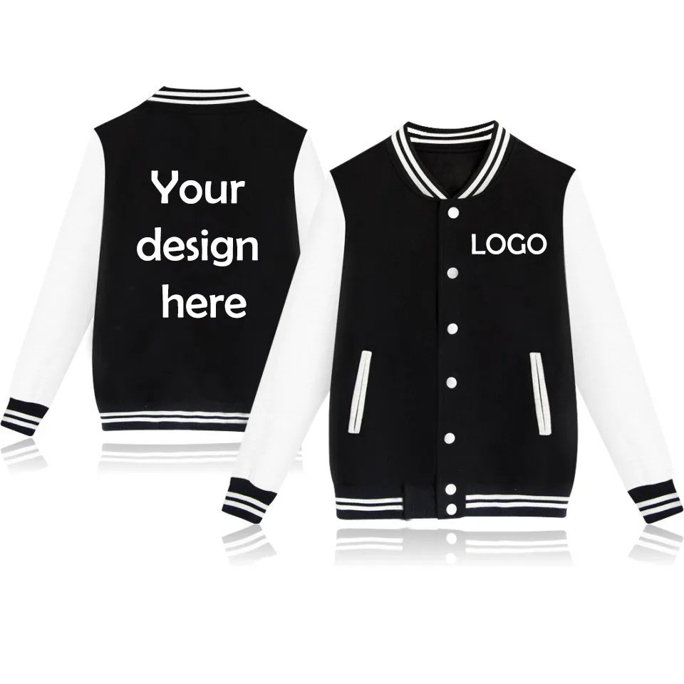 

Custom Coat Unisex Loose Fit Sports Baseball Jacket Panel Color Button Cardigan Coat Custom Logo Text Image