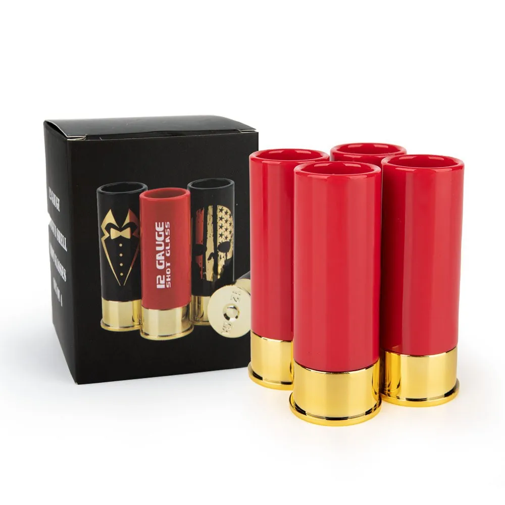 Plastic 12 Gauge Shell Shotgun Shot Glasses Drinking Cup for Hunting Shooting Bar Glasses Gift Drinking Cup Set for Men 4Pcs