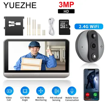 Spioncino WiFi ICam365 3MP con Telecamera a Batteria, Campanello Intelligente con Visione Notturna PIR, Videocitofono Wireless per Sicurezza Domestica