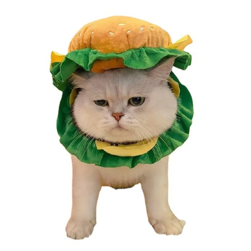 

Cat Elizabethan Collar Cute Hamburger Shape Cone Pet Costume Hat for Small Dogs Drop Shipping