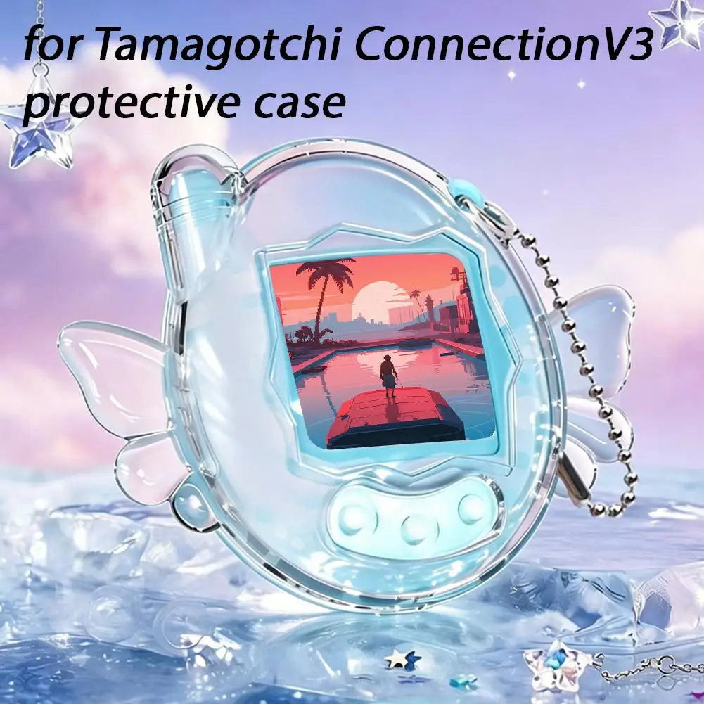 Capa Protetora para Tamagotchi Connection V3 com Asas Angulares Transparente à Prova de Choque para Bichinho Eletrônico Capa Decorativa