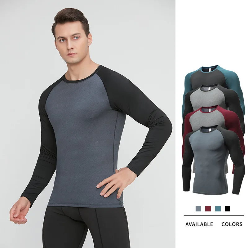 

Мужская и женская компрессионная длинная Базовая облегающая футболка для фитнеса, спорта, баскетбола, футбола, катания на лыжах, тренировок в тренажерном зале, нижняя одежда 23301