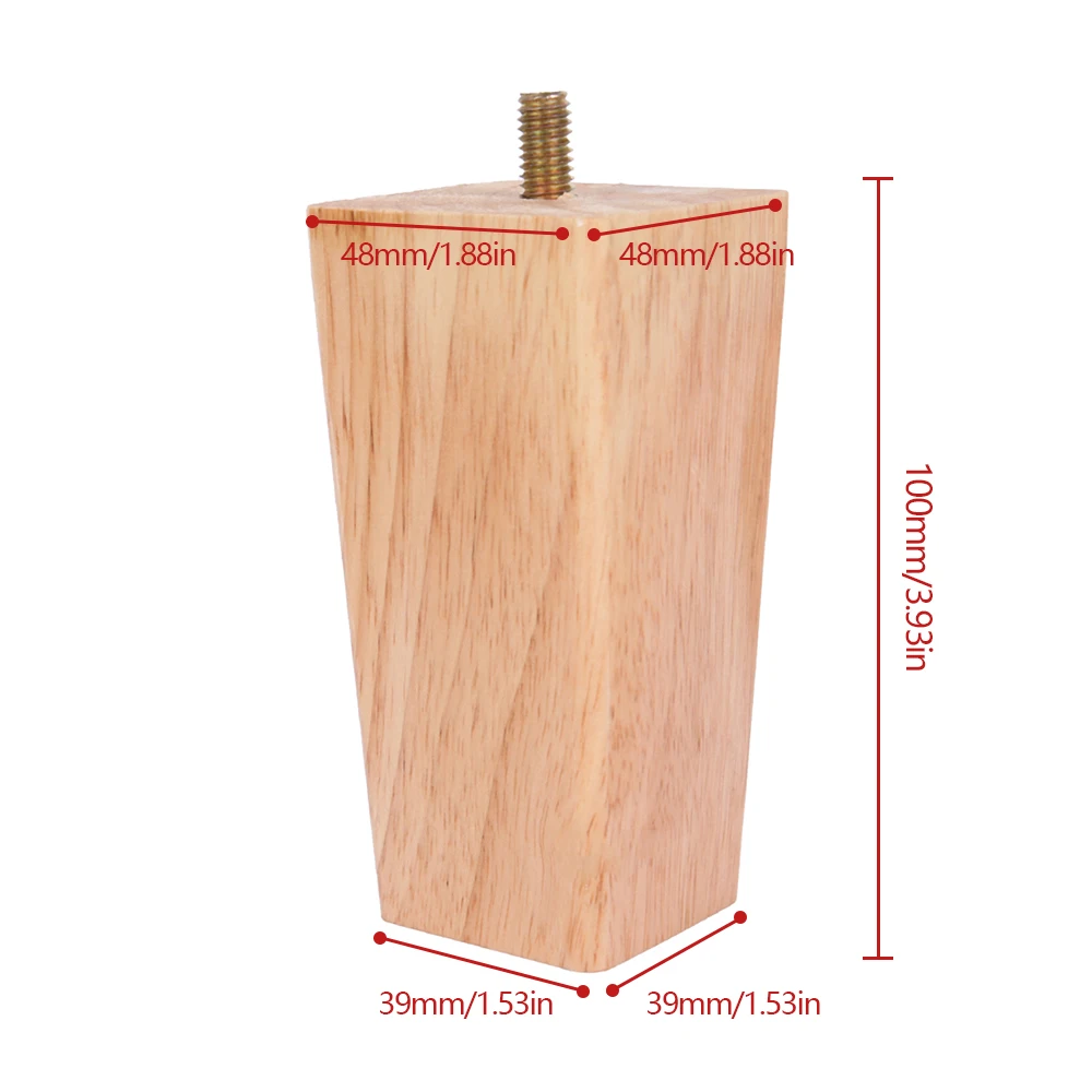 Gambe Per Mobili In Rovere Massello - 4 Pezzi, 10 Cm, Con Piastre Di Montaggio E Viti - Foto 6