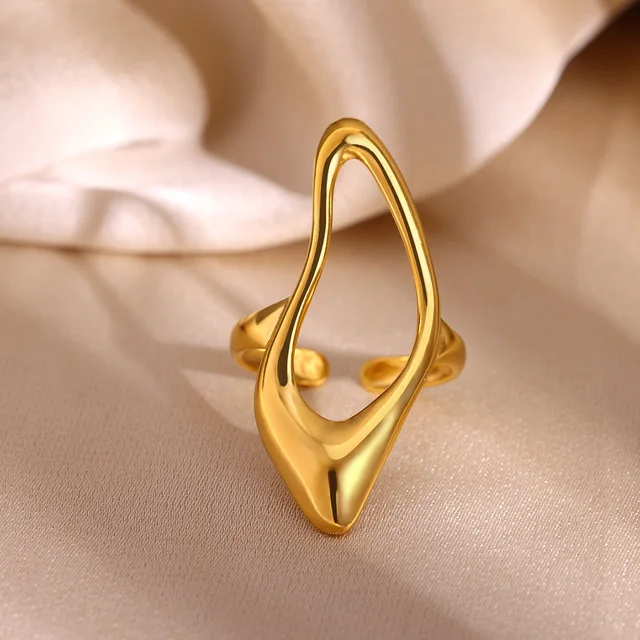 Bagues ouvertes dorées style plage d'été en acier inoxydable, motifs étoile de mer, coquillage, palmier, bijoux étanches pour femmes