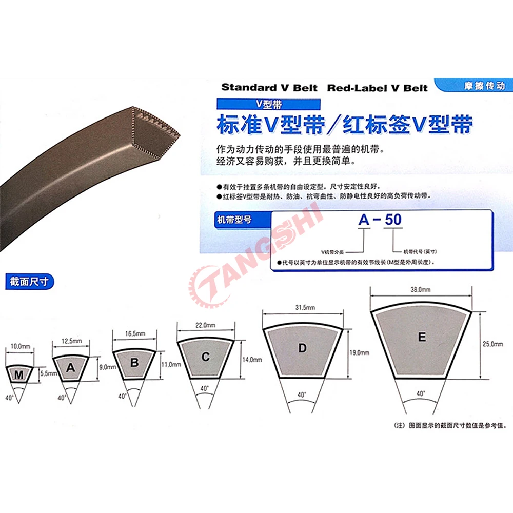 A タイプ農業機械 V ベルト工業用三角ベルト A11 〜 A50/51/52