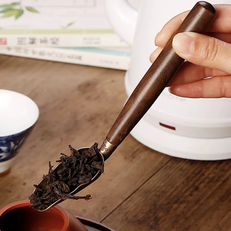 Tea Spoons 1pcs Tea Spoon Ebony Teaspoon Solid Wood Retro Creative Tea Shovel KongFu Ceremony Accessories Gift