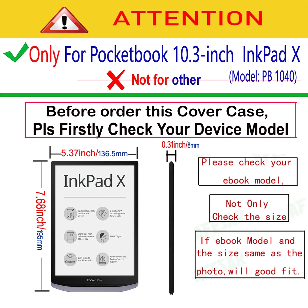 Capa de Couro Magnética 10.3 Pocketbook 1040 Inkpad x Pb1040 Ebook Auto Dormir Wake - Imagem 4