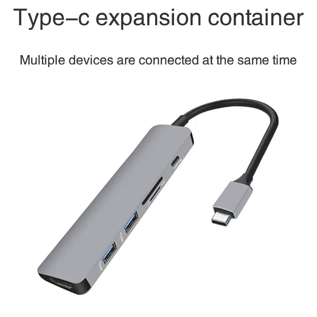 

6 в 1 USB C концентратор Type-C 3,1 до 4K HDMI-совместимый адаптер с SD/TF кардридером для MacBook ноутбук компьютер
