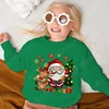 Cute Cartoon Santa Claus & Reindeer & Christmas Tree Graphic Print Sweatshirt, Girls Comfy Clothes For Christmas As Gifts 3
