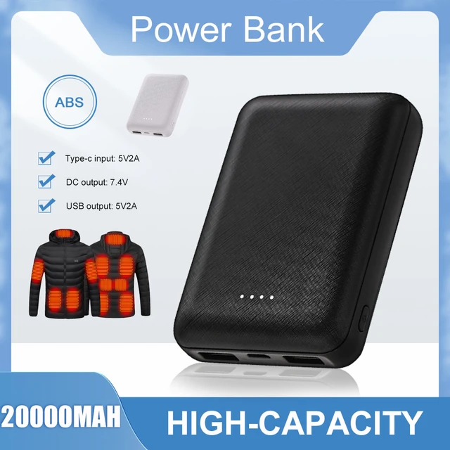 Batterie externe portable à charge rapide pour chauffage, mini chargeur,  20000mAh, batterie externe pour veste chauffante, écharpe, chaussettes,  gants - AliExpress