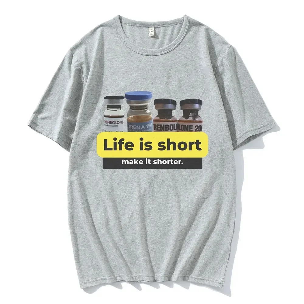 Life Is Short Make It Shorter Tren Meme Trenbolone T-Shirt Damen Lustiges Fitnessstudio Kurzarm T-Shirts Damen Casual T-Shirt – Detail 5