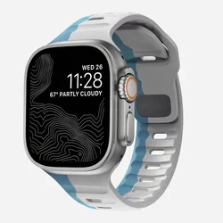 Sport Silicone Soft Wrist Band for Apple Watch - Enhanced Comfort and Durability (Grey Blue)