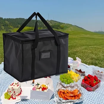 50L/70L Large Capacity Food Storage Cooler Bag Waterproof Zipper Closure Non-Woven Fabric Outdoor Camp Picnic Hiking Supermarket