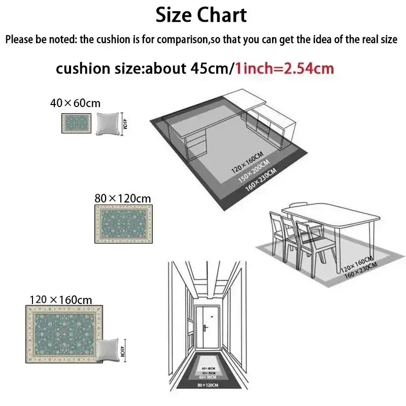 VIKAMA Flannel Boho Texture Living Room Cushion Desk Bedside Rug Indoor Carpet Door Mat Large Floor Mat Home Decor Easy Care