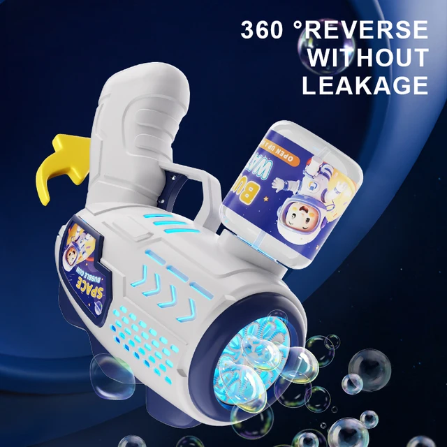 Space Astronauts Fully Automatic Bubble Gun Rocket Bubbles Machine Automatic Blower with Bubble Liquid Toy for Kids Bubble Gift 5