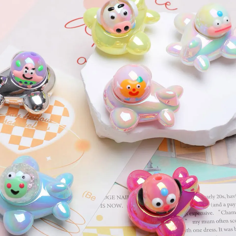 UV Colorful Airplane Helicopter Kawaii Beads For Jewelry Making DIY Decoration Phone Chain Keychain Car Hanging Hair Accessories