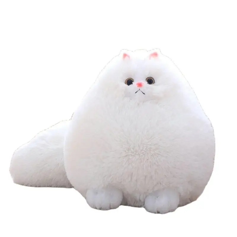 

Супер круглая белоснежная мягкая персидская кошка с большим длинным хвостом плюшевые мягкие игрушки для детей домашний декор Имитация животных Рождество