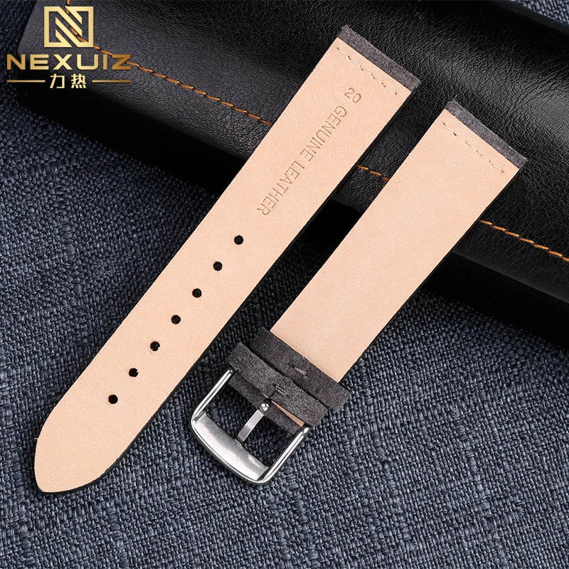 Vintage Light Brown Genuine Suede Cowhide Leather Watch Strap