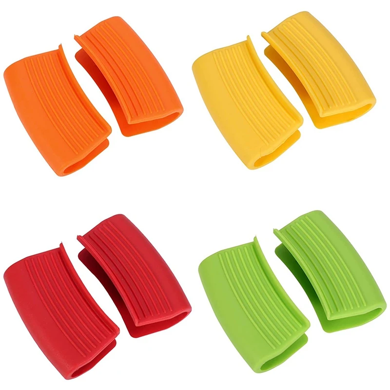 

Silicone Assist Handle Holder, 4 Pairs Silicone Heat Insulated Pot Handle For Cast Iron Skillet Etc