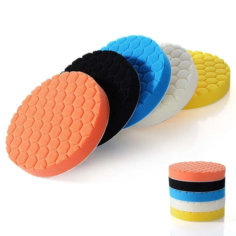 Car Polishing Pad 5 Pcs 3/4/5/6/7 Inch Compound Buffing Polishing Cutting Sponge Pads Kit For Car Buffer Polisher Compounding Waxing