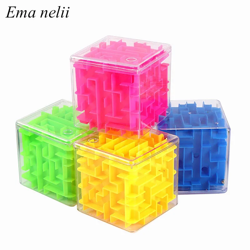 3D Maze Magic Cube Six-Sided Puzzle Rolling Ball Game Kids Educational Toy 