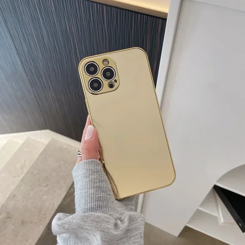 thumbnail image 1 of Funda de espejo brillante de lujo para iPhone 12 11 13 14 15 16 Pro Xs Max X Xr 7 8 Plus, protección de cámara chapada, cubierta suave a prueba de golpes, 1 of 5