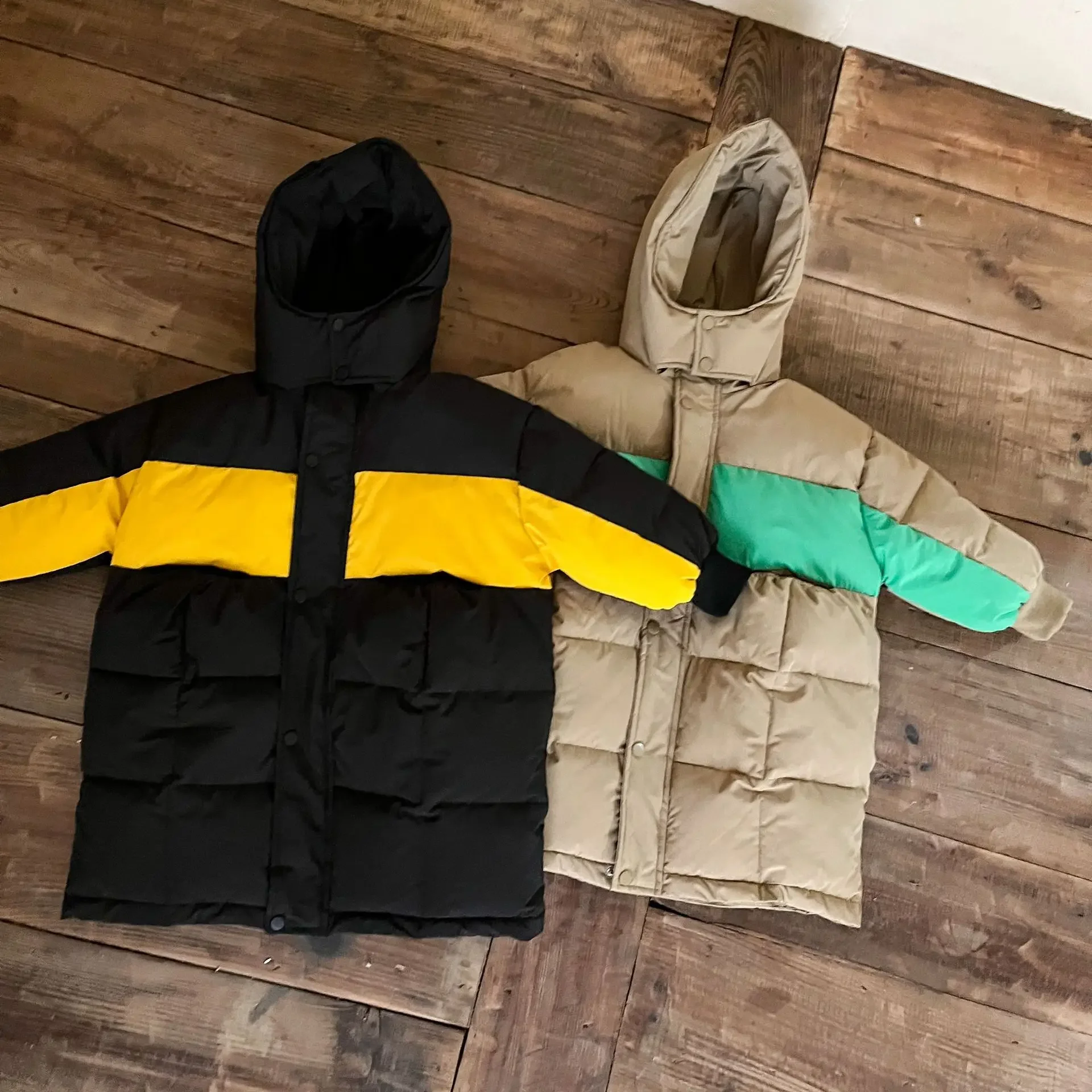 

Parkas 2023 Children Clothing Cotton Coat Warm Boys Winter Middle Length Girls Down New Baby Coat Thickening Splicing