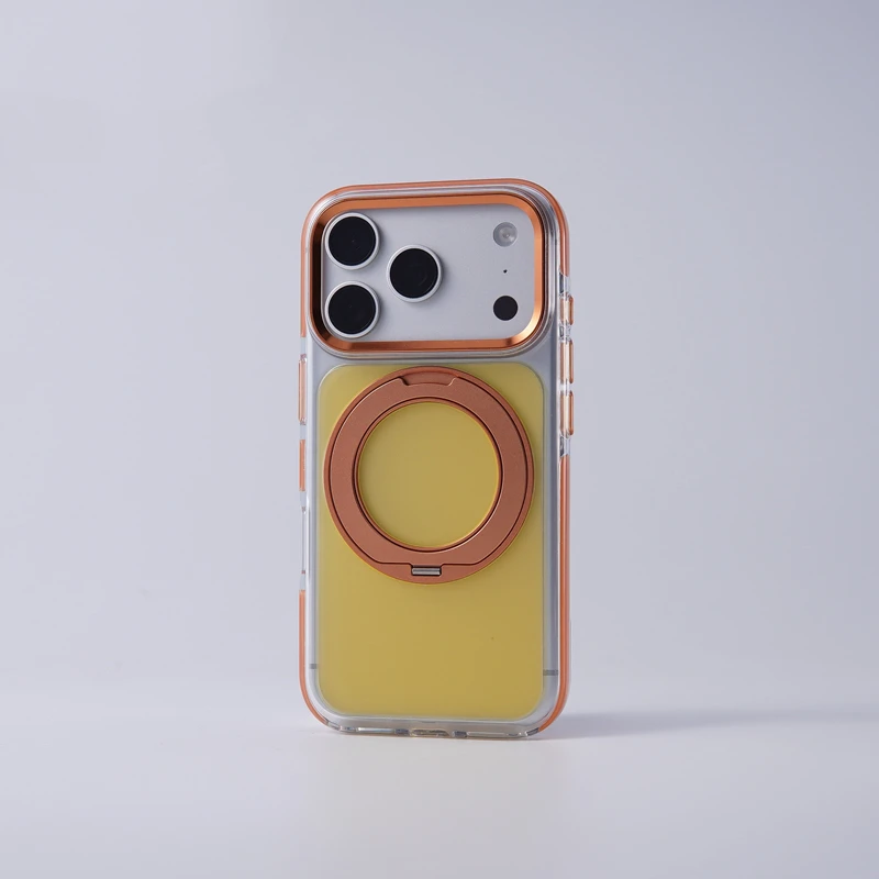 Magnetic Metal Stand Holder with Wireless Charging Matte Hard PC Shockproof Cover