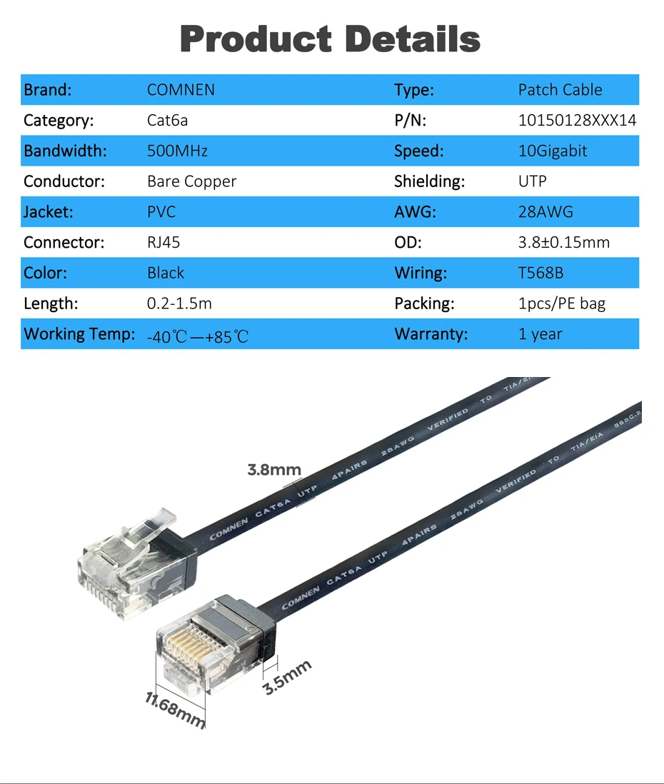 프로패치 CAT6A RJ45 숏 10Gbps UTP 28AWG RJ45 LAN 케이블 코드 이더넷 케이블 PS5 라우터 엑스박스 컴퓨터용