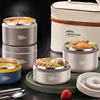 304 Stainless Steel Insulated Lunch Box with Storage Bag Portable Double-layer Covered Lunch Box Office Student Sealed Lunch Box