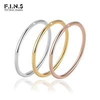 F.I.N.S 925 Sterling Silver Thin Ring Minimalist Smooth Lines Rose Gold Ladies Stackable Engagement Finger Fine Jewelry JT1200 1