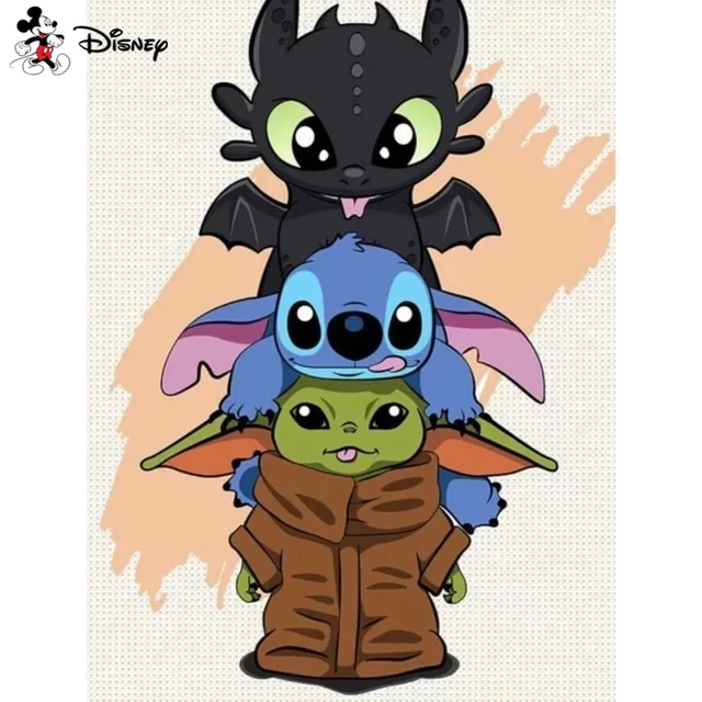 Baby Stitch And Baby Yoda Paint By Numbers - Paint By Numbers