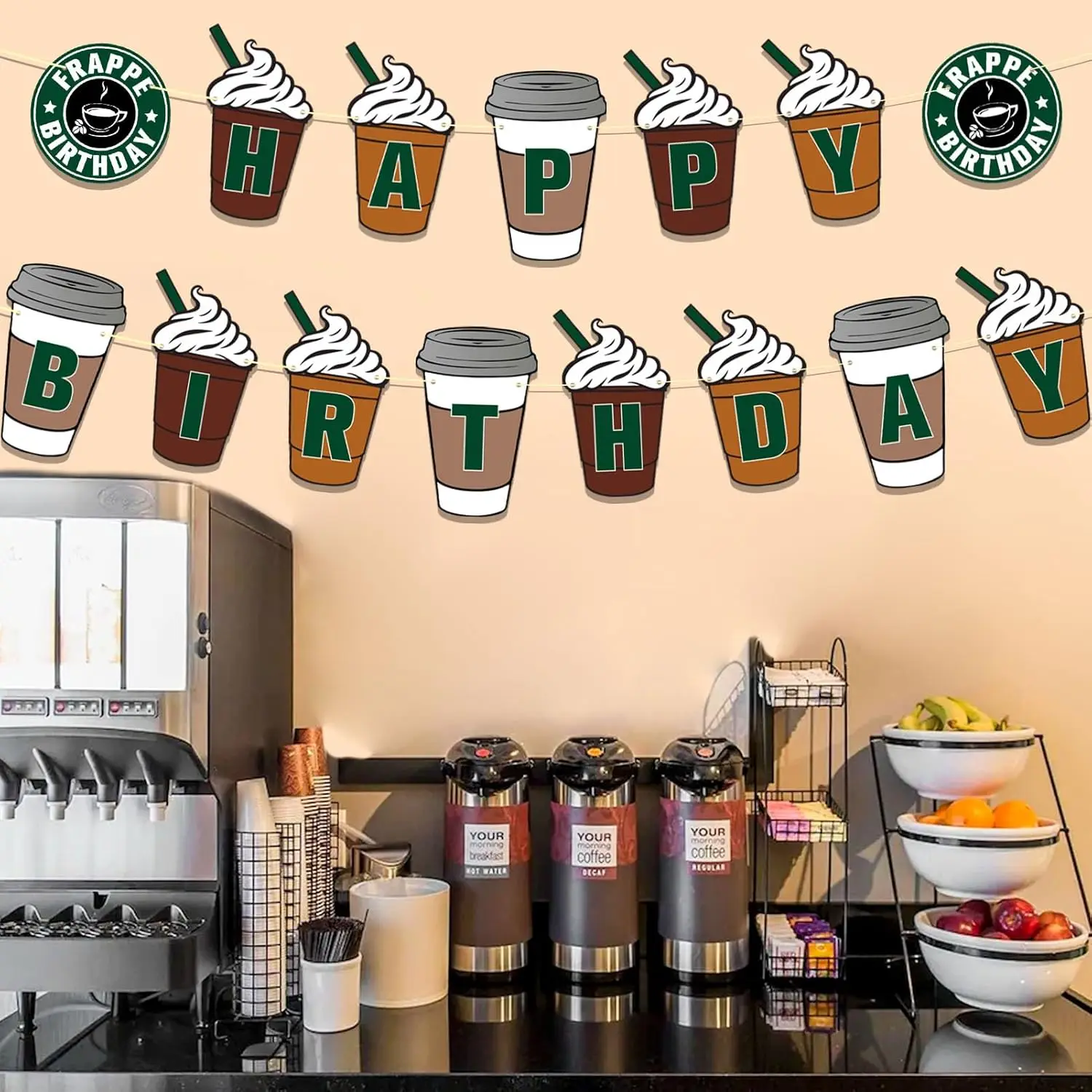 Coffee Party Decorations Frappe Happy Birthday Banner Coffee Cafe Birthday Party Supplies Frappe Cafe Supplies Favo