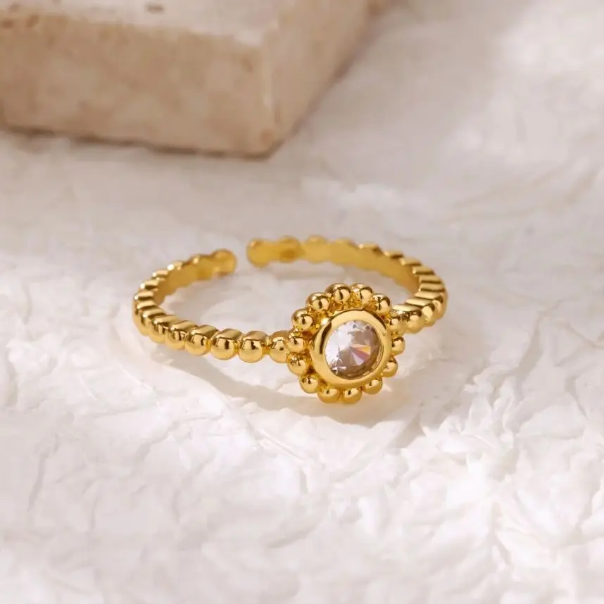 Zircon Geometric Rings for Women Gold Color Adjustable