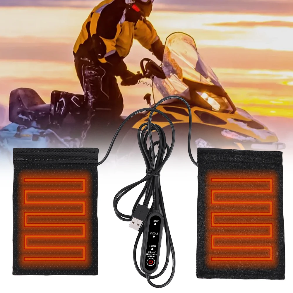 Motorcycle Heated Grips Handlebars Cover 3 Gear Adjustable USB Electric Handlebar Heater Hot Grip Hand Warmer for Outdoor Riding