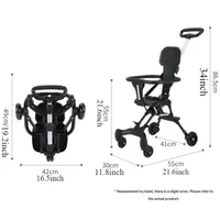 Poussette Pliable Légère pour Bébé, avec Roue Universelle à 360 °, Double Frein, Réglable, Pas Besoin d'Assembler 2