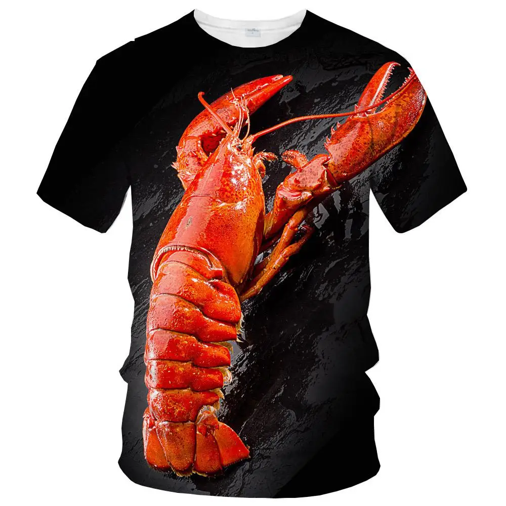 Leisure Ocean Lobster 3d Printed T-shirt For Men And Children Summer Fun Short Sleeved O-neck Fashion Beach Style Thin Top summer hero s shield 3d printed t shirts fashion cool o neck for men t shirt increase male casual tshirts fitness top tees