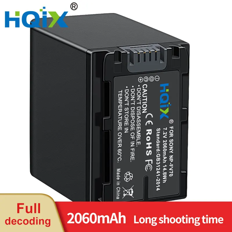 

HQIX for Sony FDR-AX30 AXP35 AX40 AX45 AXP55 AX60 AX100E AX700 DEV-50 DEV-30 HXR-NX80 PXW-Z90 Camera NP-FV70 Charger Battery