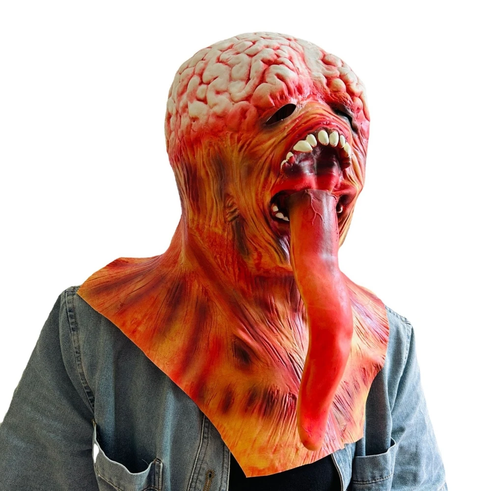 Licker Mask Cosplay Horror Movie Resident Evil Monster Latex Helmet Full Face Headwear Halloween Masquerade Party Costume Prop
