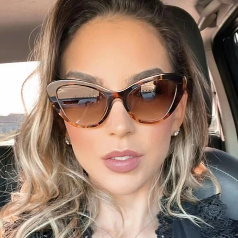 

Retro Cat Eye Women Luxury Sunglasses Fashion Brand Designer Double Color Shades UV400 Men Trending Gradient Sun Glasses