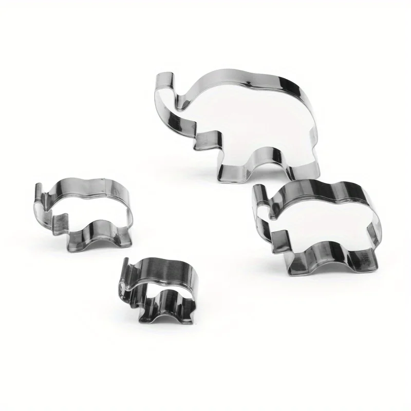 4Pcs/set, Cartoon Elephant Stainless Steel Cookie Mold Fruit and Vegetable Moulding Elephant Cookie Moulding
