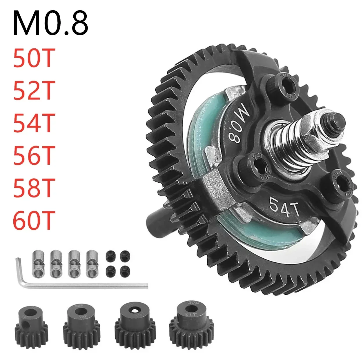 

Сталь PigRC M0.8, 50T, 52T, 54T, 60T, сцепление и шестеренка для шлепанцев Traxxas Slash 2WD, нержавеющий станок 2WD, Модернизированный пар