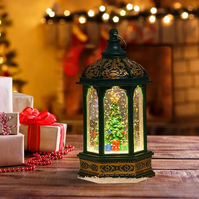 Lanterna Natalizia Globo Di Neve – Decorazione Con Babbo Natale, Glitter E Timer 6h/24h, A Batterie O USB, Per Camino E Tavola