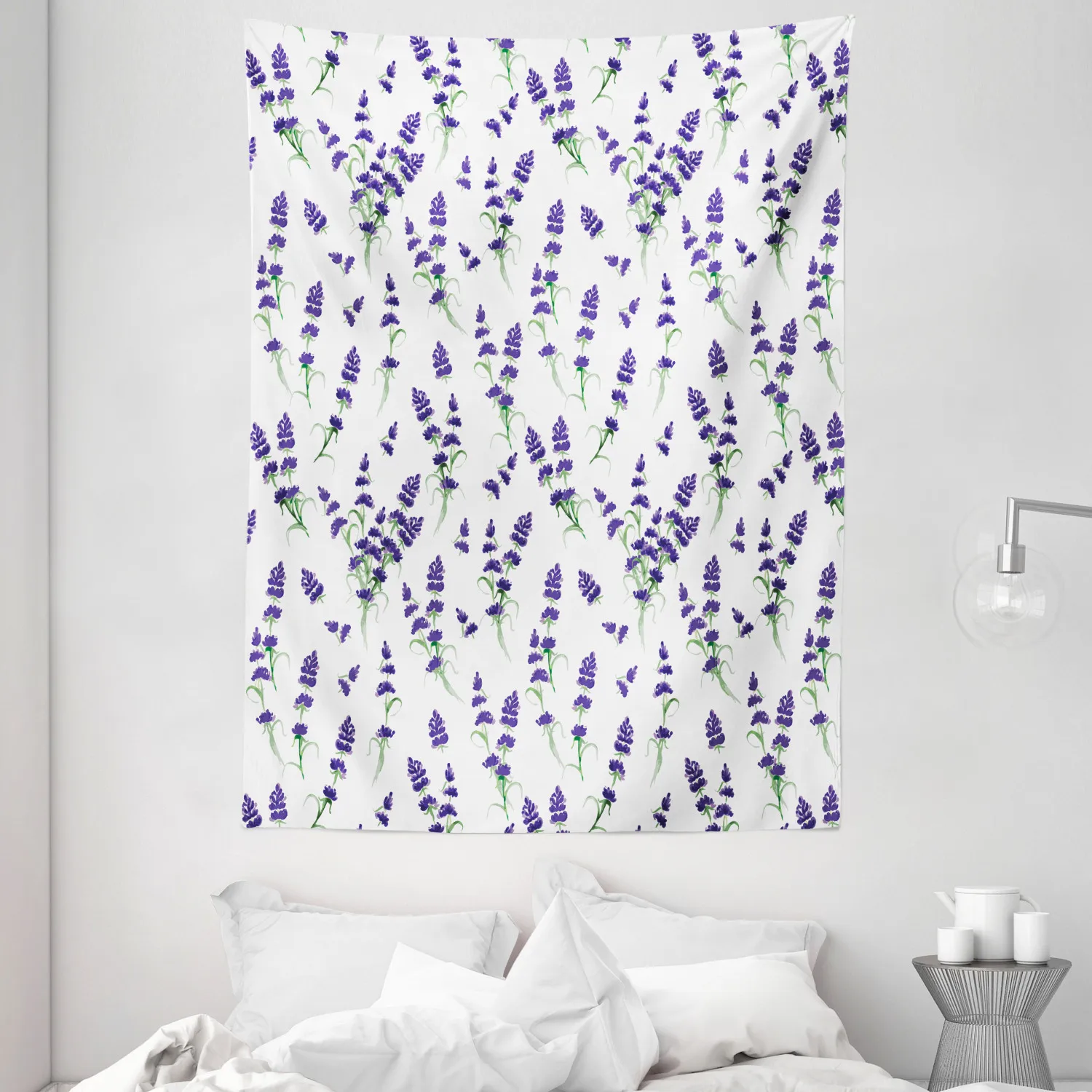 Романтический Лавандовый гобелен садовый искусство цветочный узор атласная