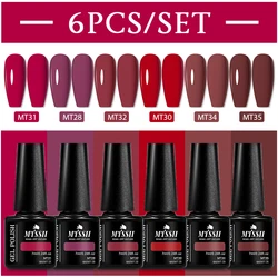6-Piece Red and Glitter Nail Gel Polish Set - Soak-Off UV Semi-Permanent Varnish (ZH25475)