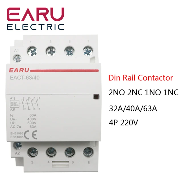 Contacteur Domestique Modulaire Ac, 2p, 16a, 20a, 25a, 1no, 1nc, 2no, 2nc, Ac  220v, 230v, 50/60hz, Monté Sur Rail Din, Pour Maison Intelligente, Hôtel -  Contacteurs - AliExpress