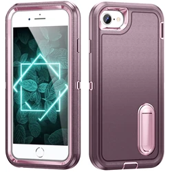 Duty Shockproof Protective Phone Case with Stand and Screen Protector - PC and TPU (PURPLE)